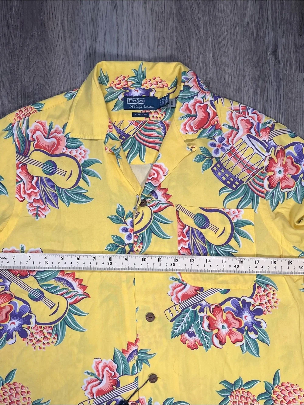 New Polo Ralph Lauren Hawaiian Camp Shirt Mens S Pineapple Tropical Yellow Rayon